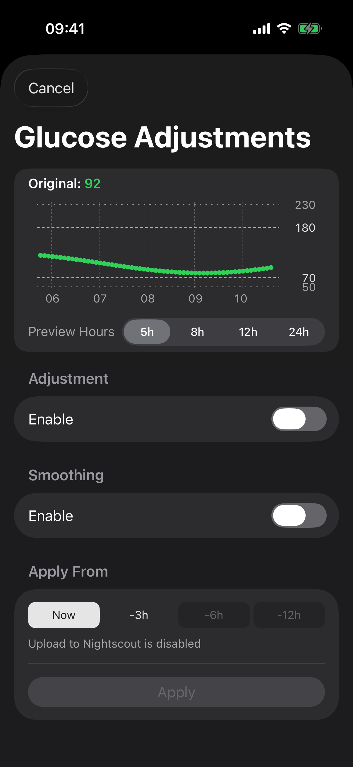 The adjustment and smoothing options
